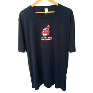 CLEVELAND INDIANS spell out logo VTG 90's tee shirt 2XL Sport TEk Genuine Merch.